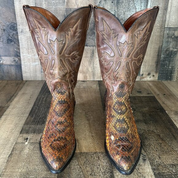 J Chisholm Vintage Snakeskin Western Cowboy Boots Mens 13 D - Picture 1 of 12